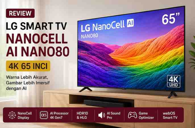 Fitur Lengkap LG Smart TV 4K 65 Inci NanoCell AI NANO80
