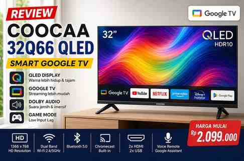 Google TV COOCAA 32Q66 QLED Spesifikasi, Harga & Fitur