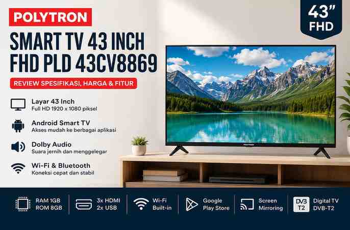 Spesifikasi Polytron Smart TV 43 Inch FHD PLD 43CV8869