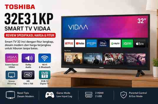 Toshiba 32E31KP Review Spesifikasi, Harga & Fitur Smart TV VIDAA