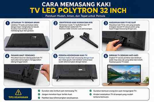 Cara Memasang Kaki TV LED Polytron 32 Inch dengan Benar dan Aman