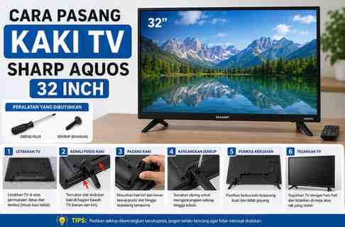 Cara Pasang Kaki TV Sharp Aquos 32 Inch