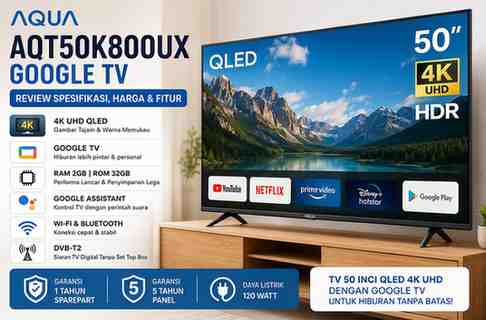 Spesifikasi Fitur Google TV 50 Inch Aqua AQT50K800UX