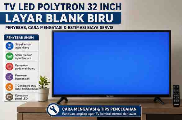 TV LED Polytron 32 Inch Layar Blank Biru, Penyebab, Cara Mengatasi, dan Estimasi Biaya Perbaikan