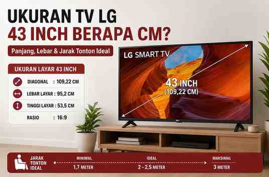 Ukuran TV LG 43 Inch Berapa CM Ini Panjang, Lebar, dan Jarak Tonton