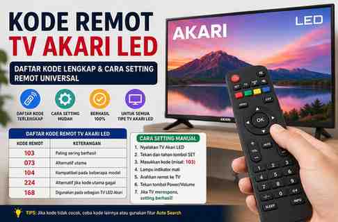 Kode Remot TV Akari LED dan Cara Settingnya