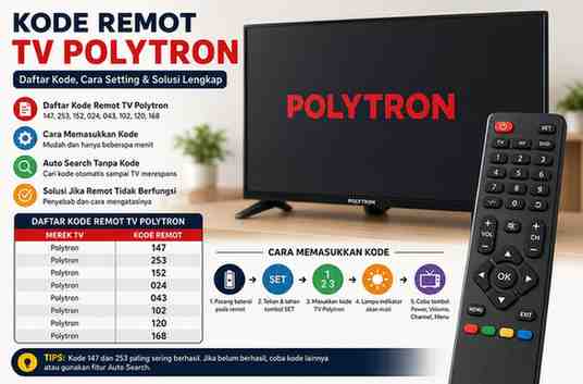Kode Remot TV Polytron Lengkap